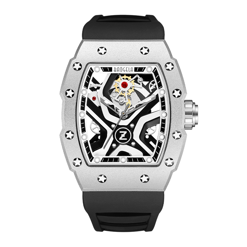 Baogela Top Brand Watches for Men Fashion Sport กันน้ำเครื่องจักรกลลมดู 50 บาร์สแตนเลสไม่เป็นทางการนาฬิกาญี่ปุ่น Reloj Hombre 4143